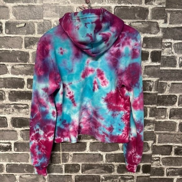 Aviator Nation Hand Dyed Pullover Crop Hoodie Tie Dye blue purple - Picture 9 of 11